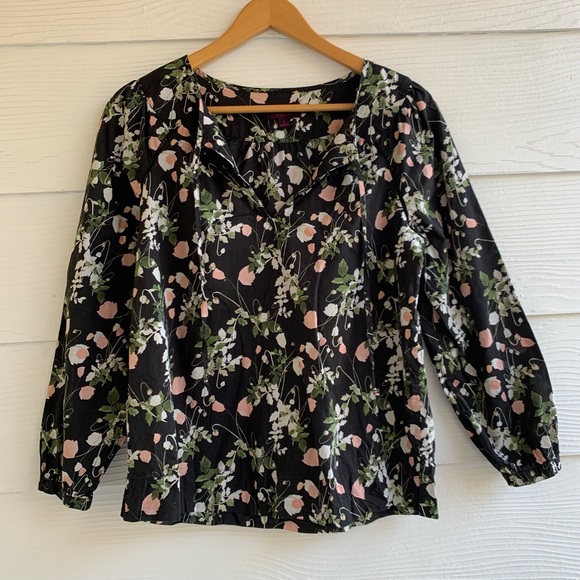 J Crew Liberty Art Fabrics Floral Peasant Blouse Top size Small S Neck Tie - Picture 2 of 13